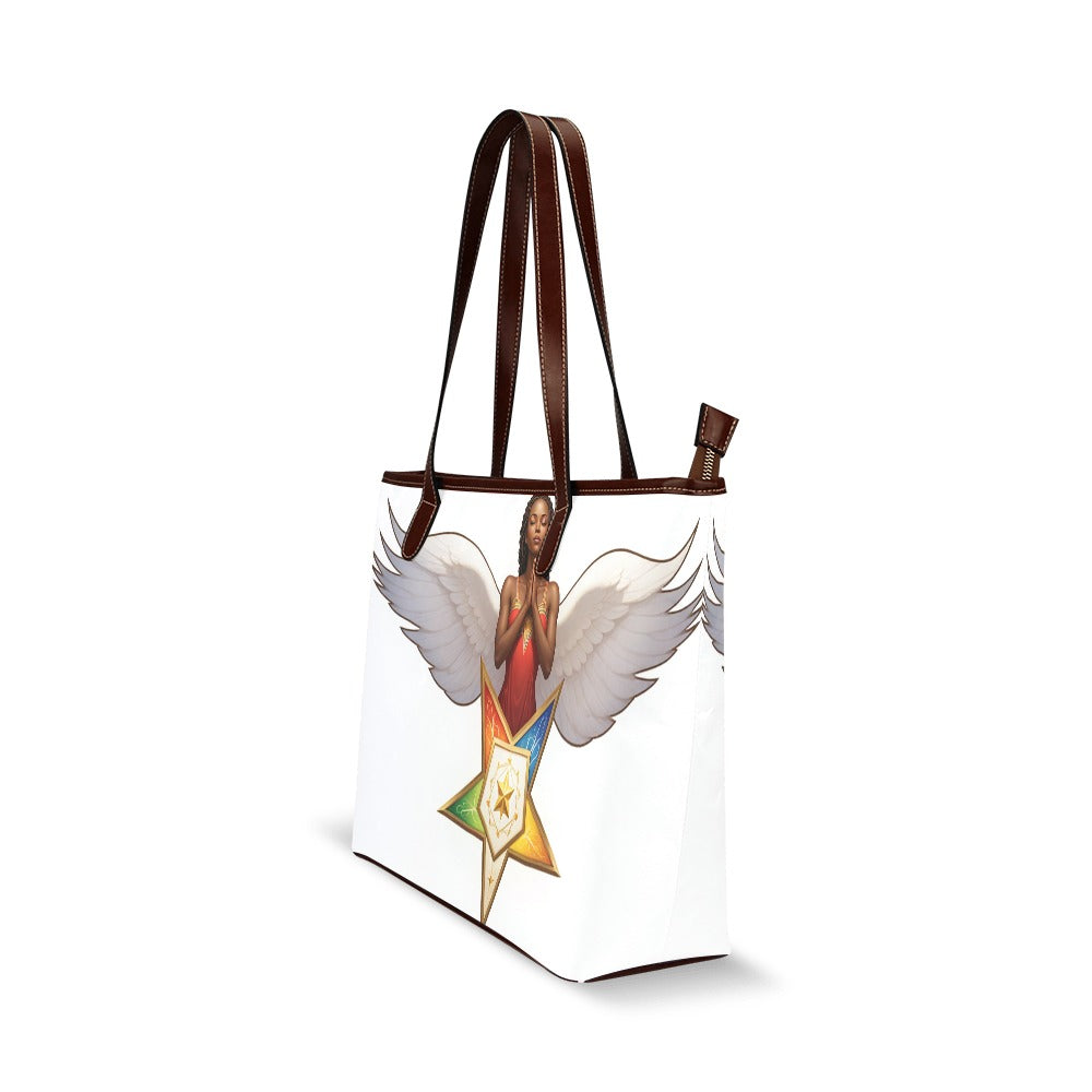 Tote bag with an angel design on a white background